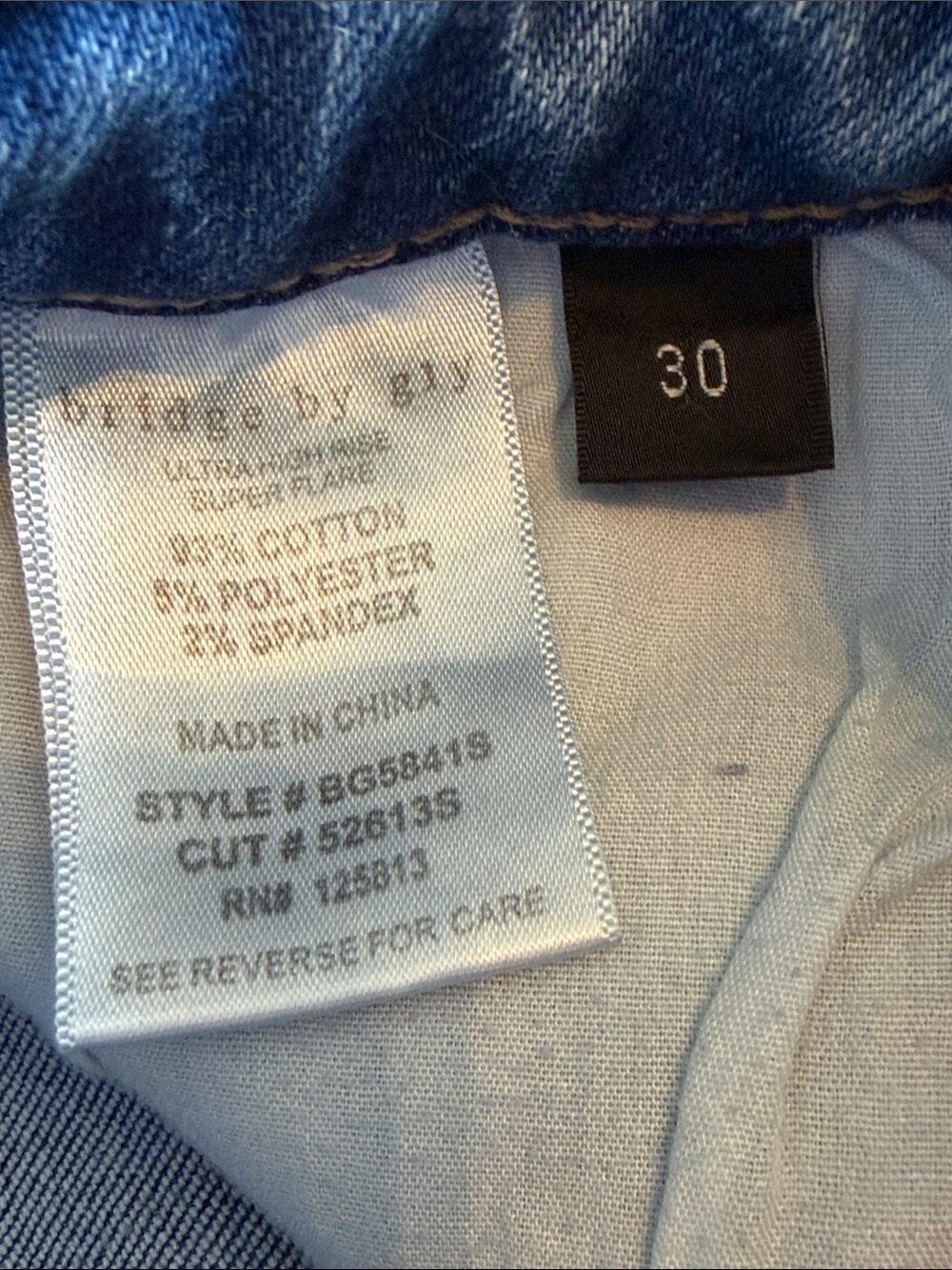 bridge by gly Distressed Bell Bottom Jeans with design 30x29 - Picture 2 of 16